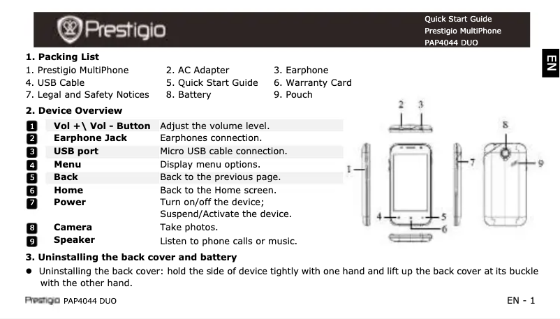 Image de la première page du manuel de l'appareil MultiPhone 4044 Duo
