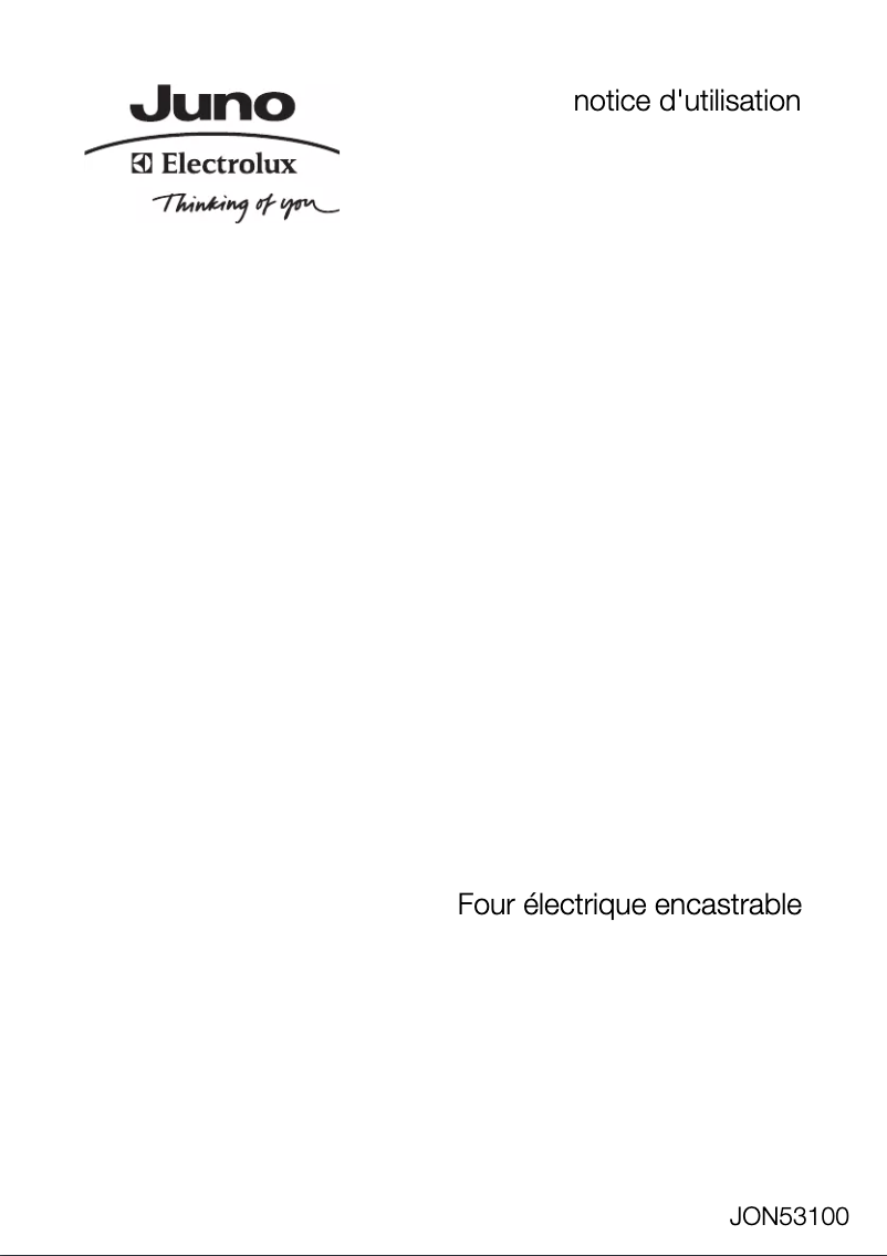 Page 1 de la notice Manuel utilisateur Juno Electrolux JON53100X