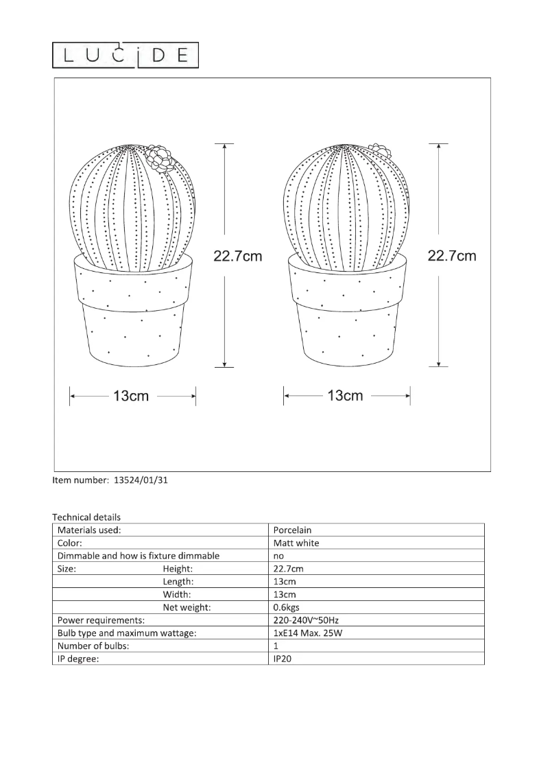 Image de la première page du manuel de l'appareil Cactus 13524/01/31