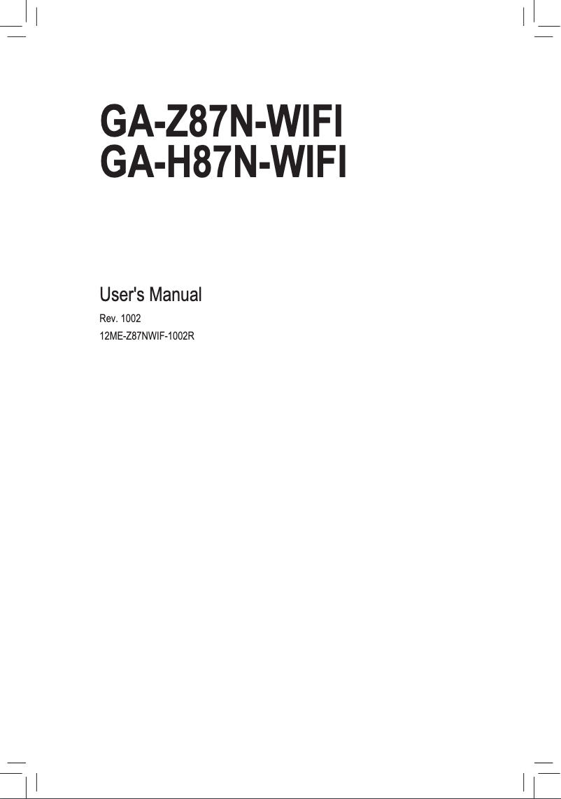Page 1 de la notice Manuel utilisateur Gigabyte GA-Z87N-WIFI