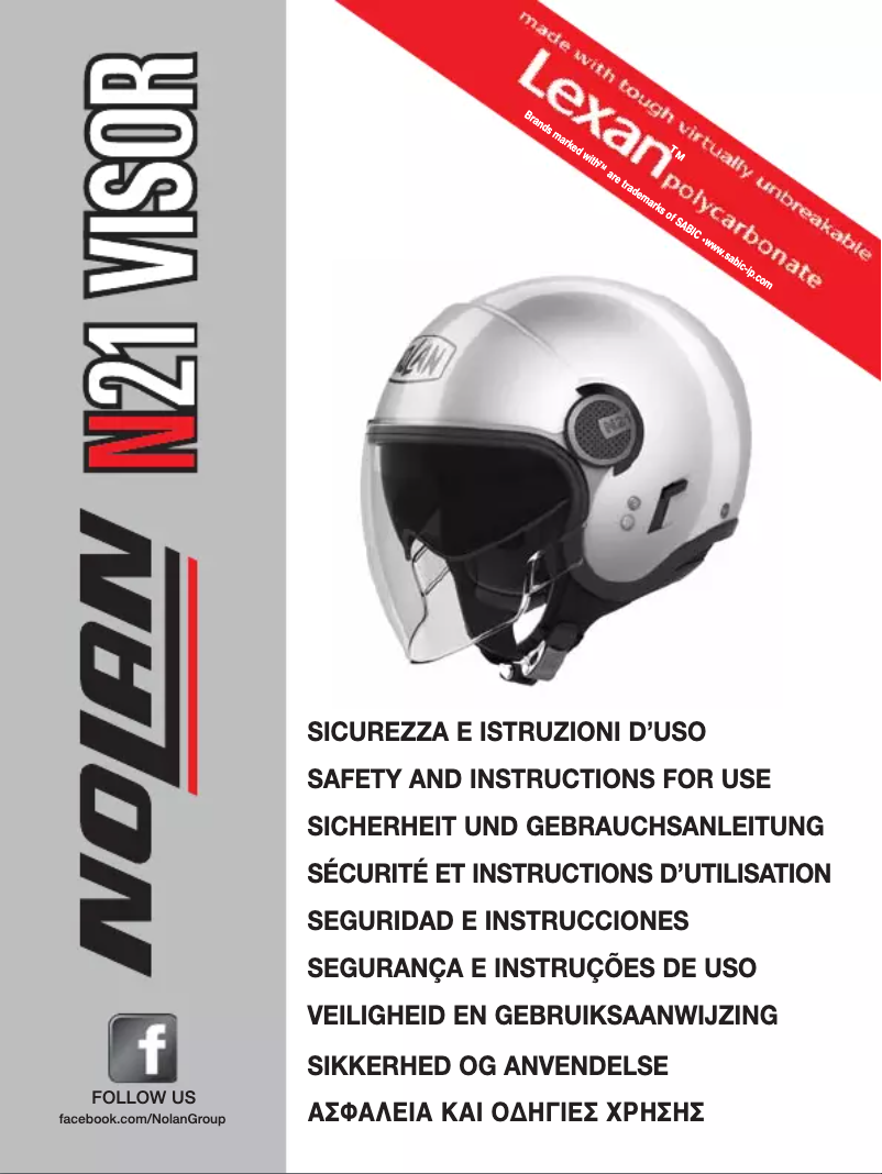 Page n°1 - Manuel utilisateur Nolan N-21 Visor Moto GP Legend