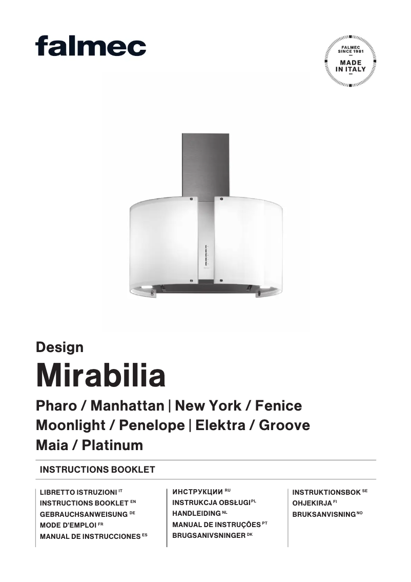 Page 1 de la notice Manuel utilisateur Falmec Elektra