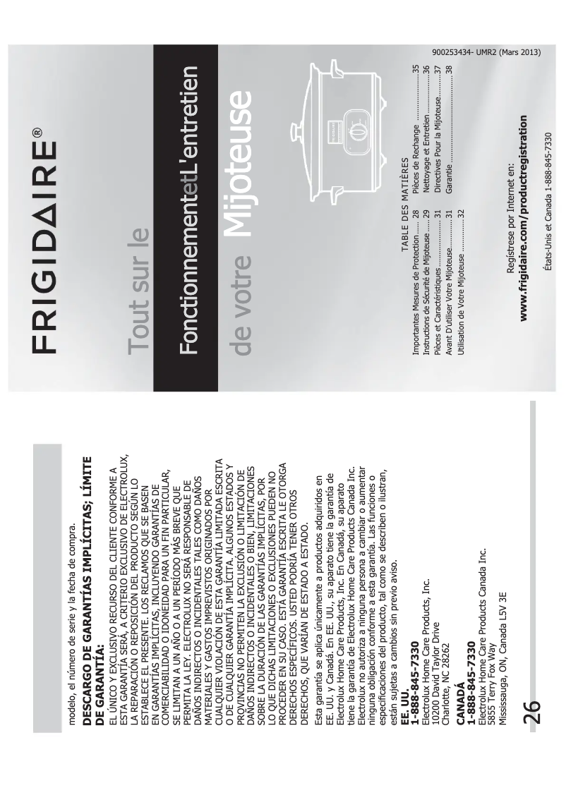 Page n°1 - Manuel utilisateur Frigidaire FPSC07K5NS