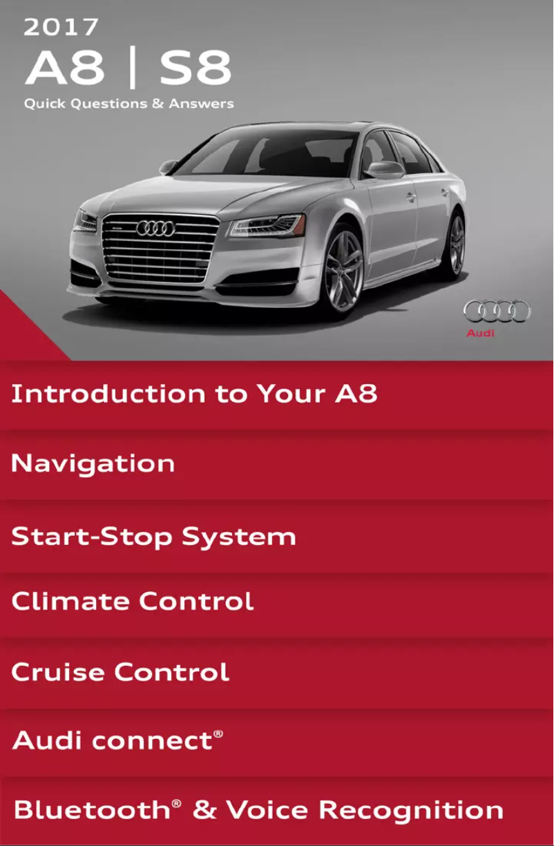 Page 1 de la notice Manuel utilisateur Audi S8 (2017)
