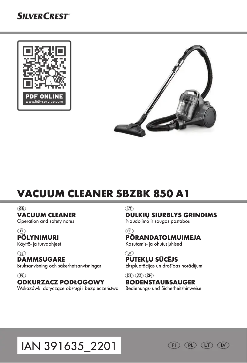 Page n°1 - Manuel utilisateur SilverCrest SBZBK 850 A1
