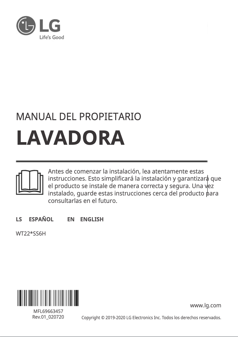 Page n°1 - Manuel utilisateur LG WT22VSS6H