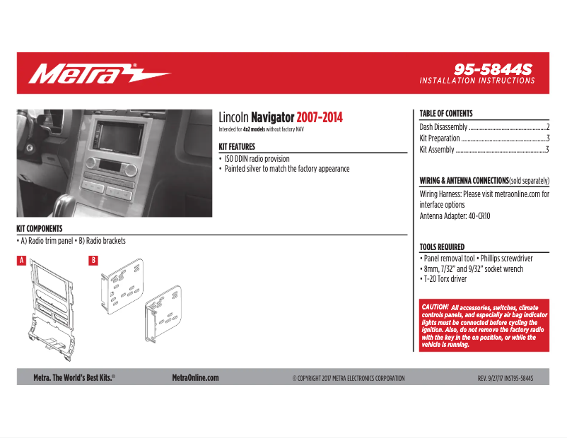 Página 1 del manual Manual de usuario Metra 95-5844S