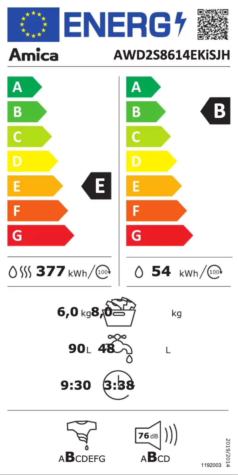 Page n°1 - Manuel utilisateur Amica AWD2S8614EKiSJH