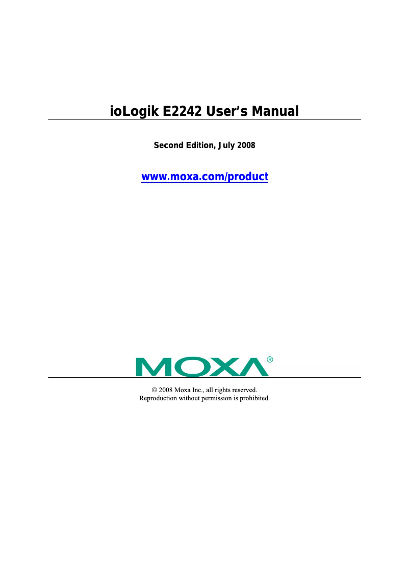 Page n°1 - Manuel utilisateur Moxa ioLogik E2242-T