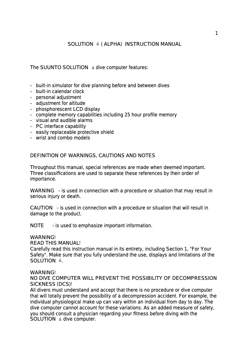 Imagen de la primera página del manual del dispositivo Solution Alpha