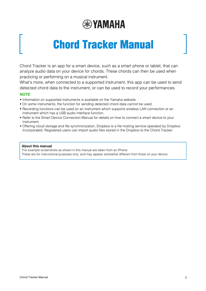 Page n°1 - Manuel utilisateur Yamaha Chord Tracker