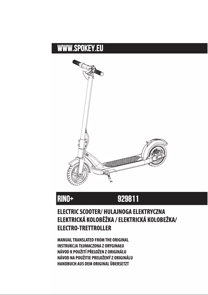 Page 1 de la notice Manuel utilisateur Spokey Rino+