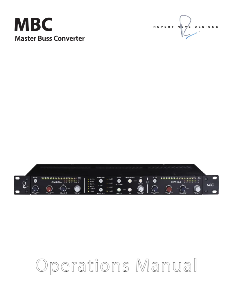 Page n°1 - Manuel utilisateur Rupert Neve Designs MBC