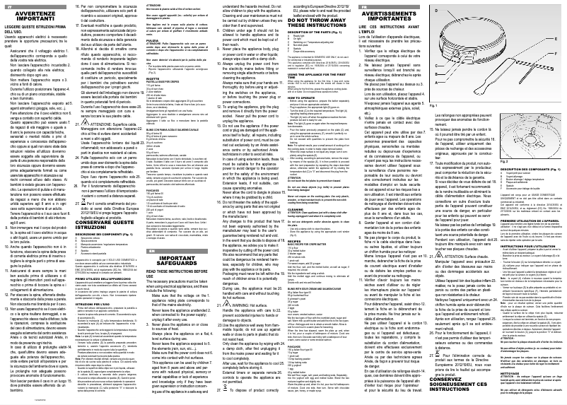 Page n°1 - Manuel utilisateur Ariete Crepes Maker Party Time 0202