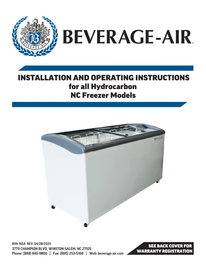 Page 1 de la notice Manuel utilisateur Beverage-Air NC43HC-1-W