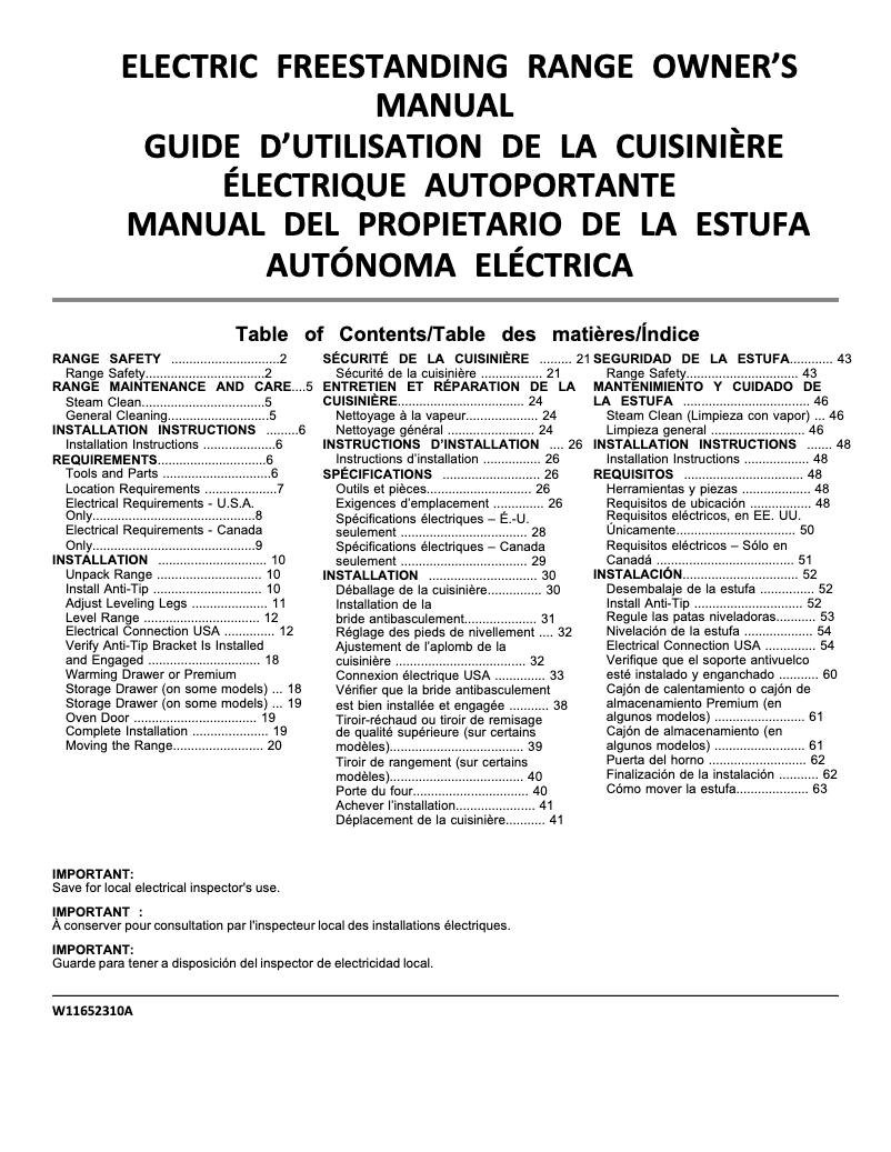 Image de la première page du manuel de l'appareil WFE320M0JS
