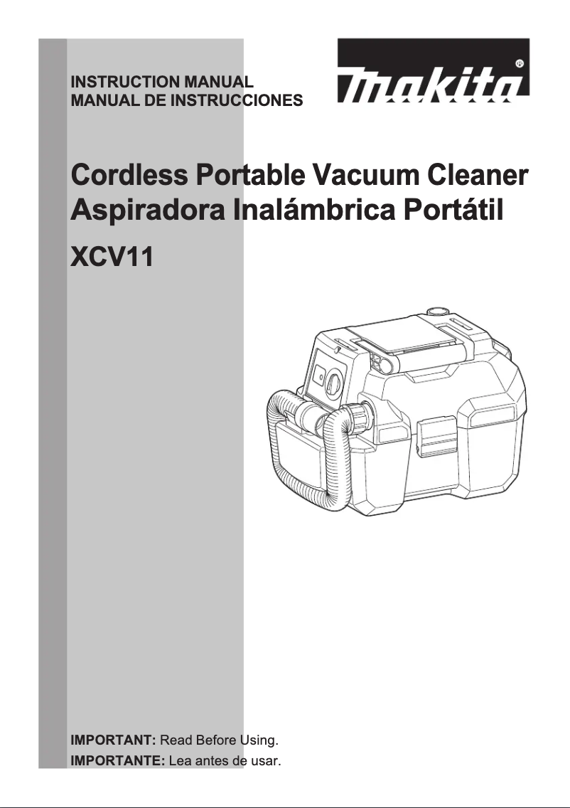 Page 1 de la notice Manuel utilisateur Makita XCV11T