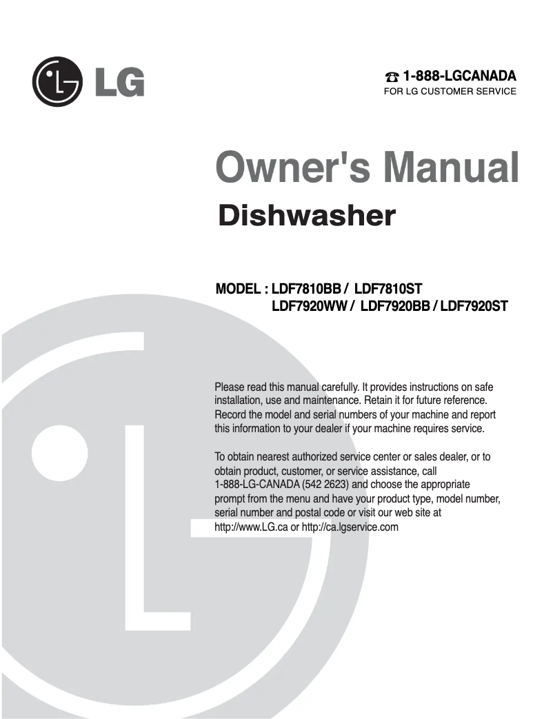 Page 1 de la notice Manuel utilisateur LG LD-6105TB