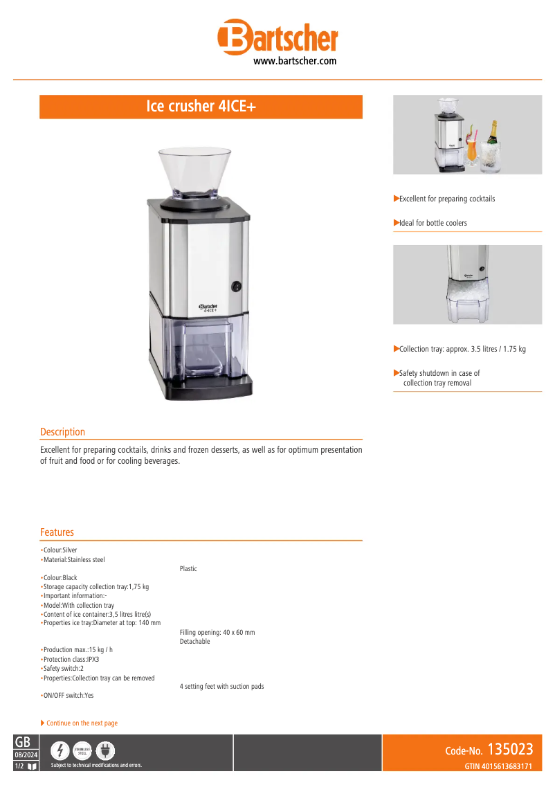 Página 1 del manual Manual de usuario Bartscher 4ICE+