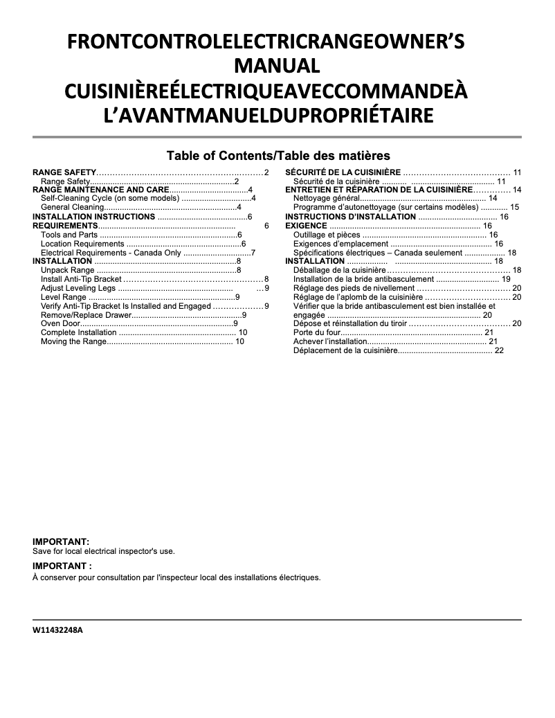 Image de la première page du manuel de l'appareil YWEE515S0LB