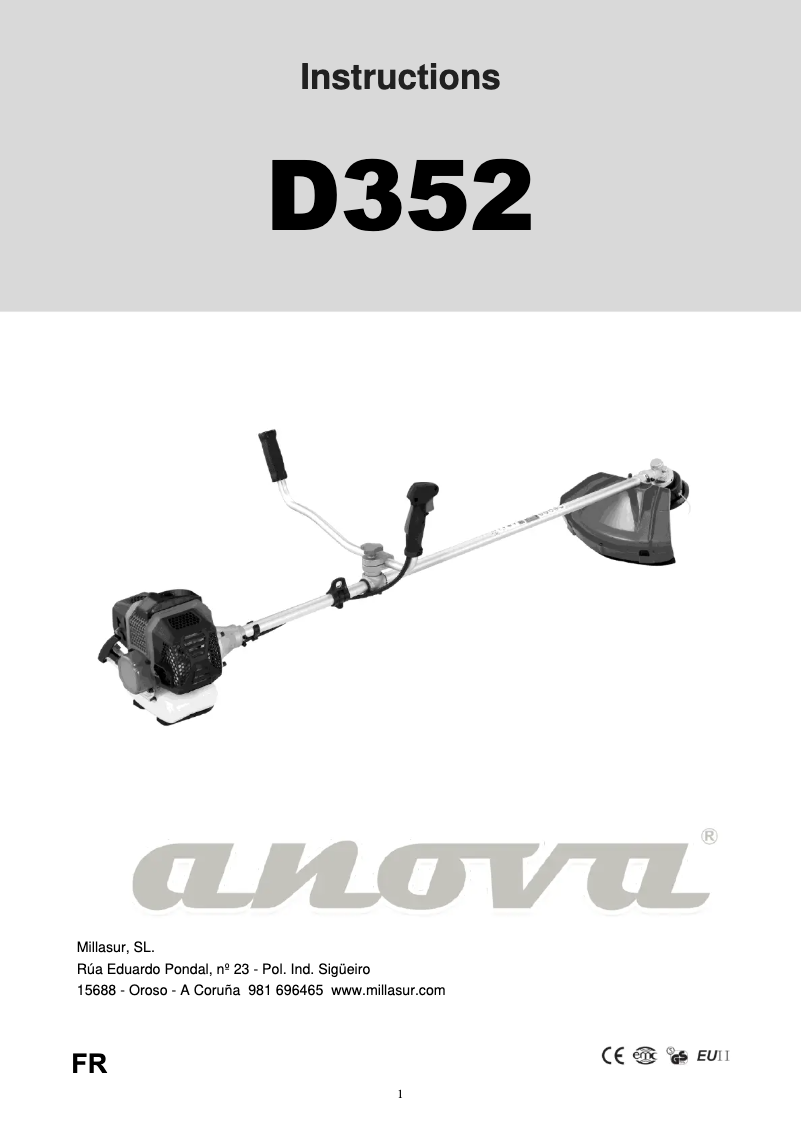 Page n°1 - Manuel utilisateur Anova D352