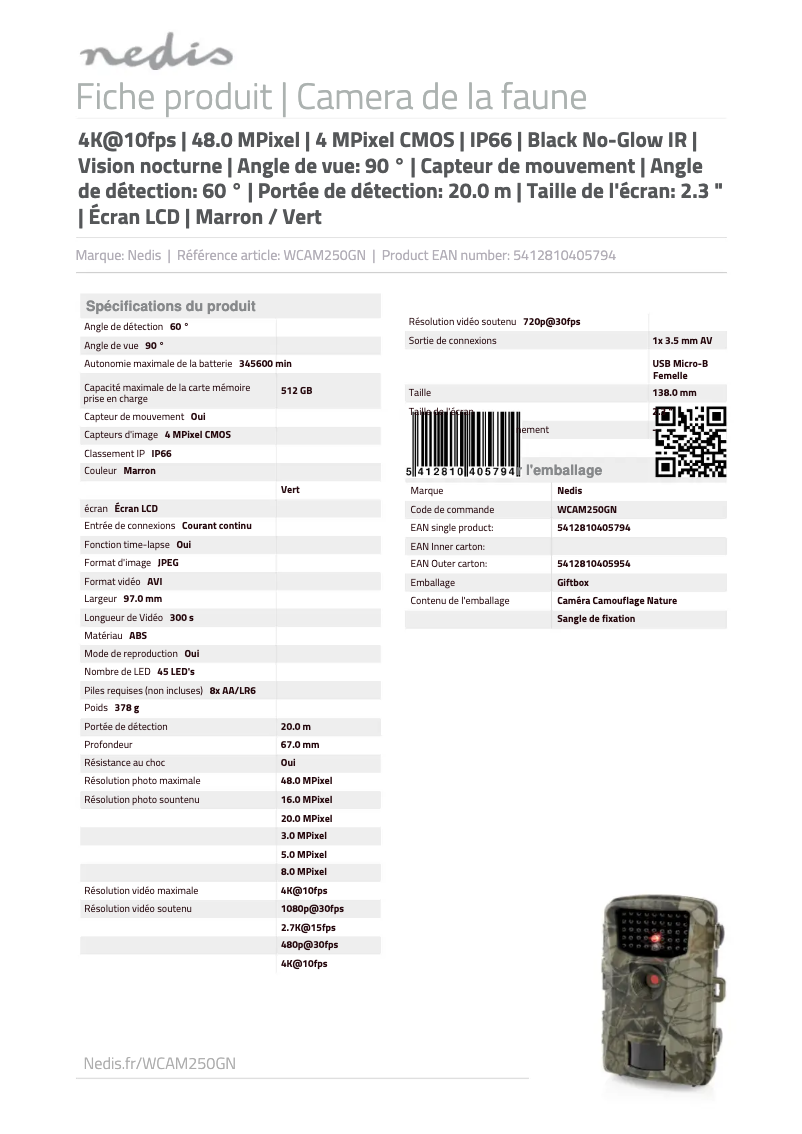 Page n°1 - Manuel utilisateur Nedis WCAM250GN