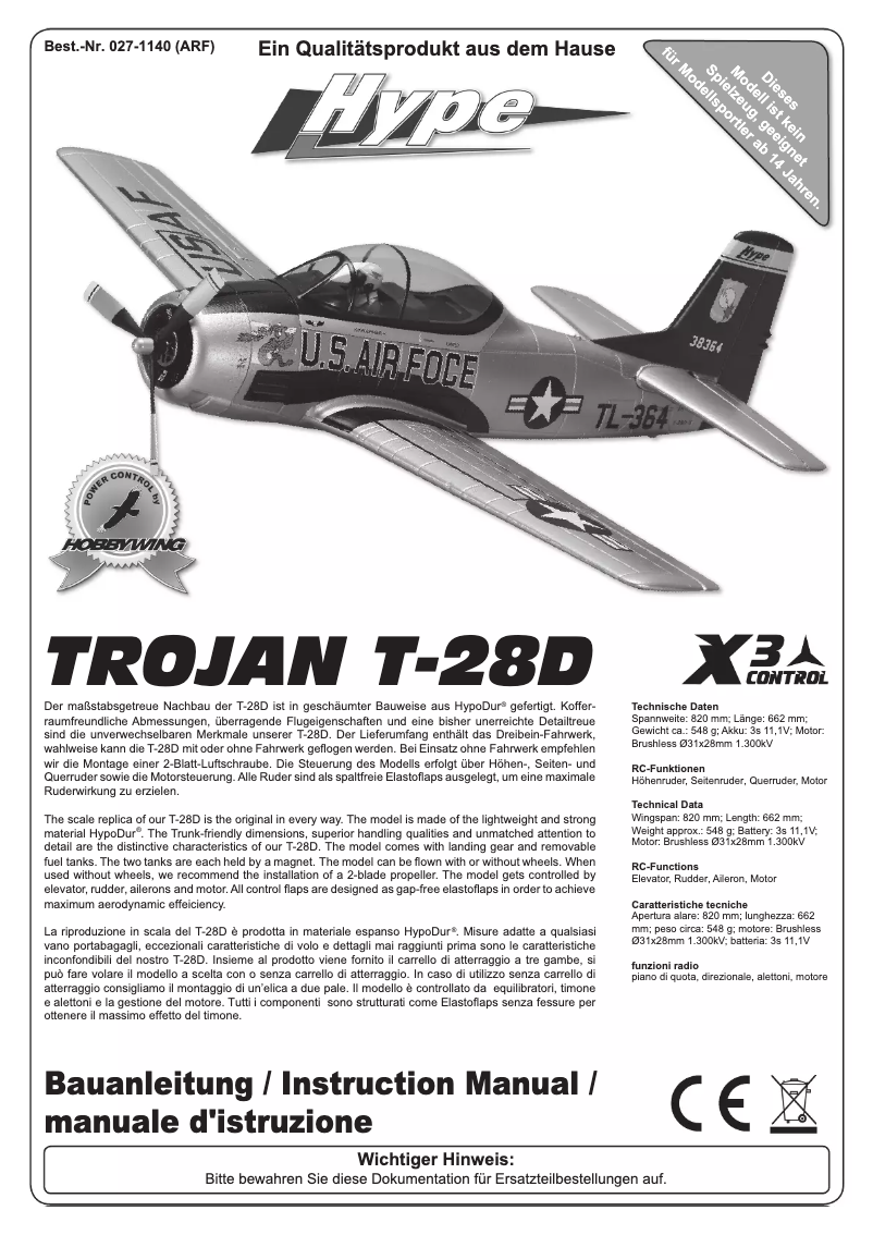 Página 1 del manual Manual de usuario Kyosho TROJAN T-28D