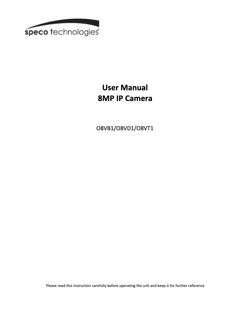 Page 1 de la notice Manuel utilisateur Speco Technologies O8VD1