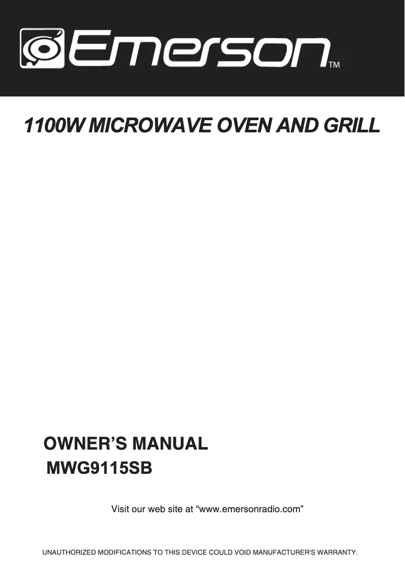 Image de la première page du manuel de l'appareil MWG9115SB