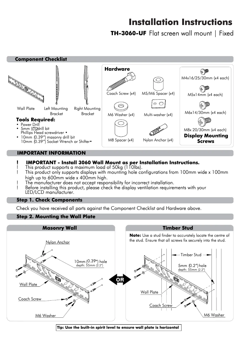 Image de la première page du manuel de l'appareil TH-3060-UF
