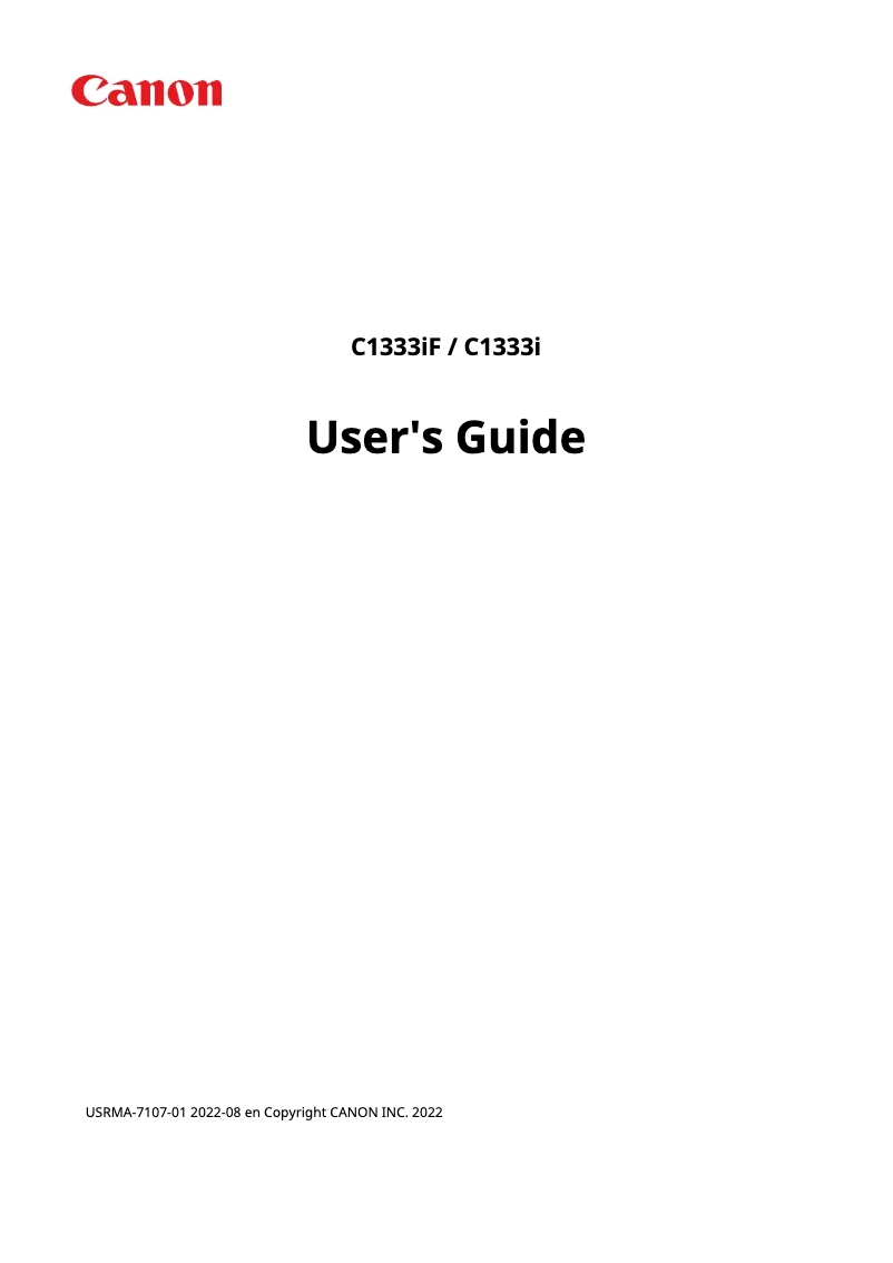 Page n°1 - Manuel utilisateur Canon i-SENSYS X C1333i