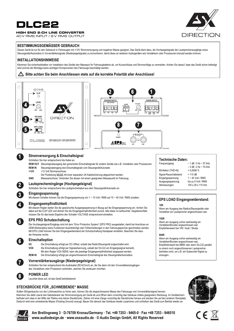 Page n°1 - Manuel utilisateur ESX DLC22