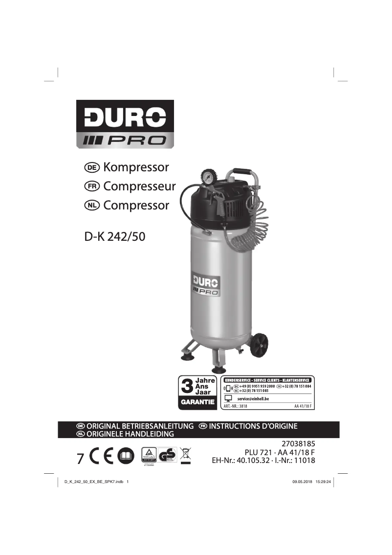 Page n°1 - Manuel utilisateur DURO PRO D-K 242/50