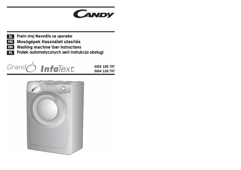 Page n°1 - Manuel utilisateur Candy GO4 106 TXT-07S