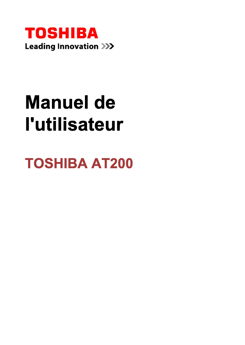 Page n°1 - Manuel utilisateur Toshiba AT200