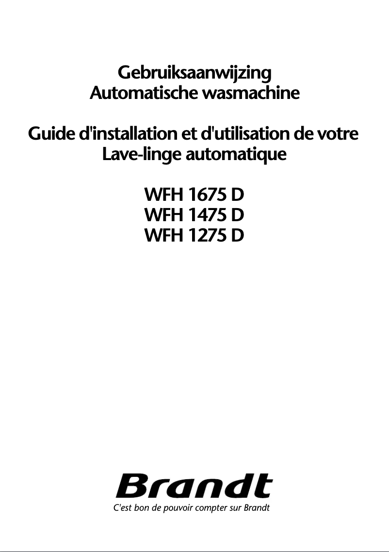 Page n°1 - Manuel utilisateur Brandt WFH1675D