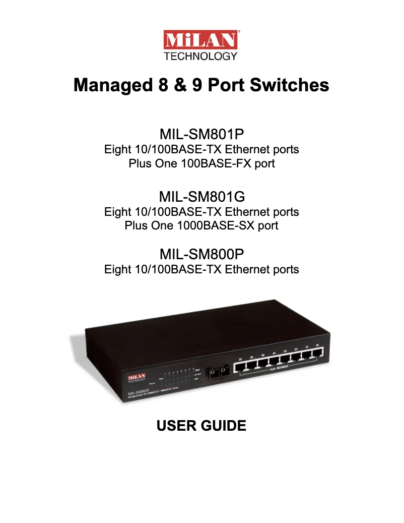 Image de la première page du manuel de l'appareil MIL-SM800P