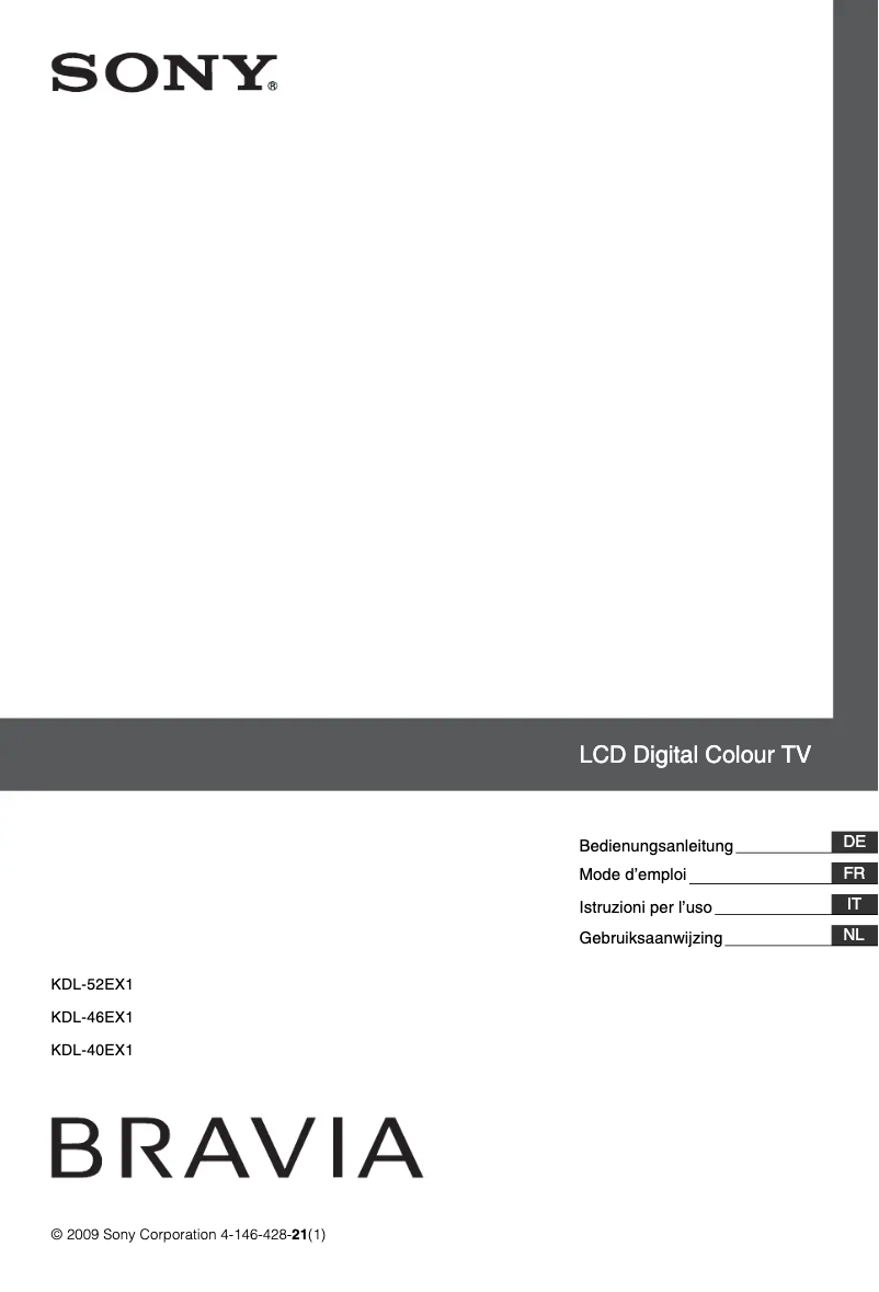 Page 1 de la notice Manuel utilisateur Sony Bravia KDL-52EX1