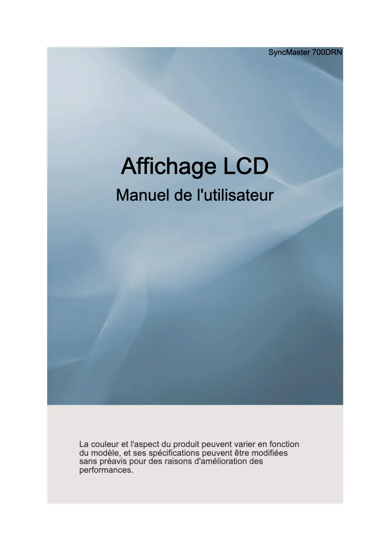 Page 1 de la notice Manuel utilisateur Samsung SyncMaster 700DRN