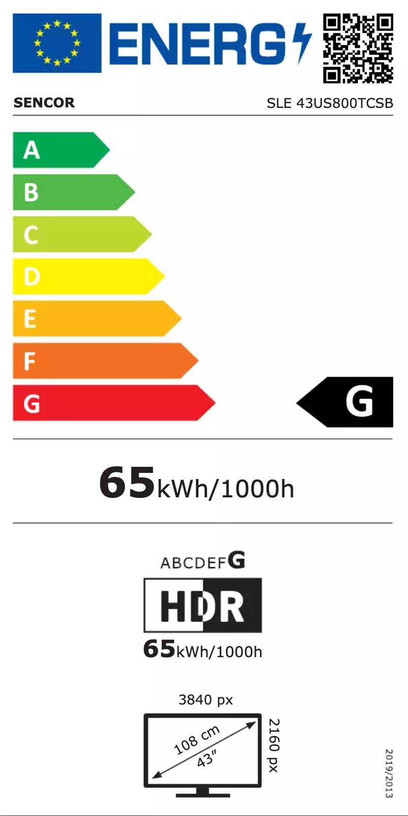 Page n°1 - Label énergétique Sencor SLE 43US800TCSB