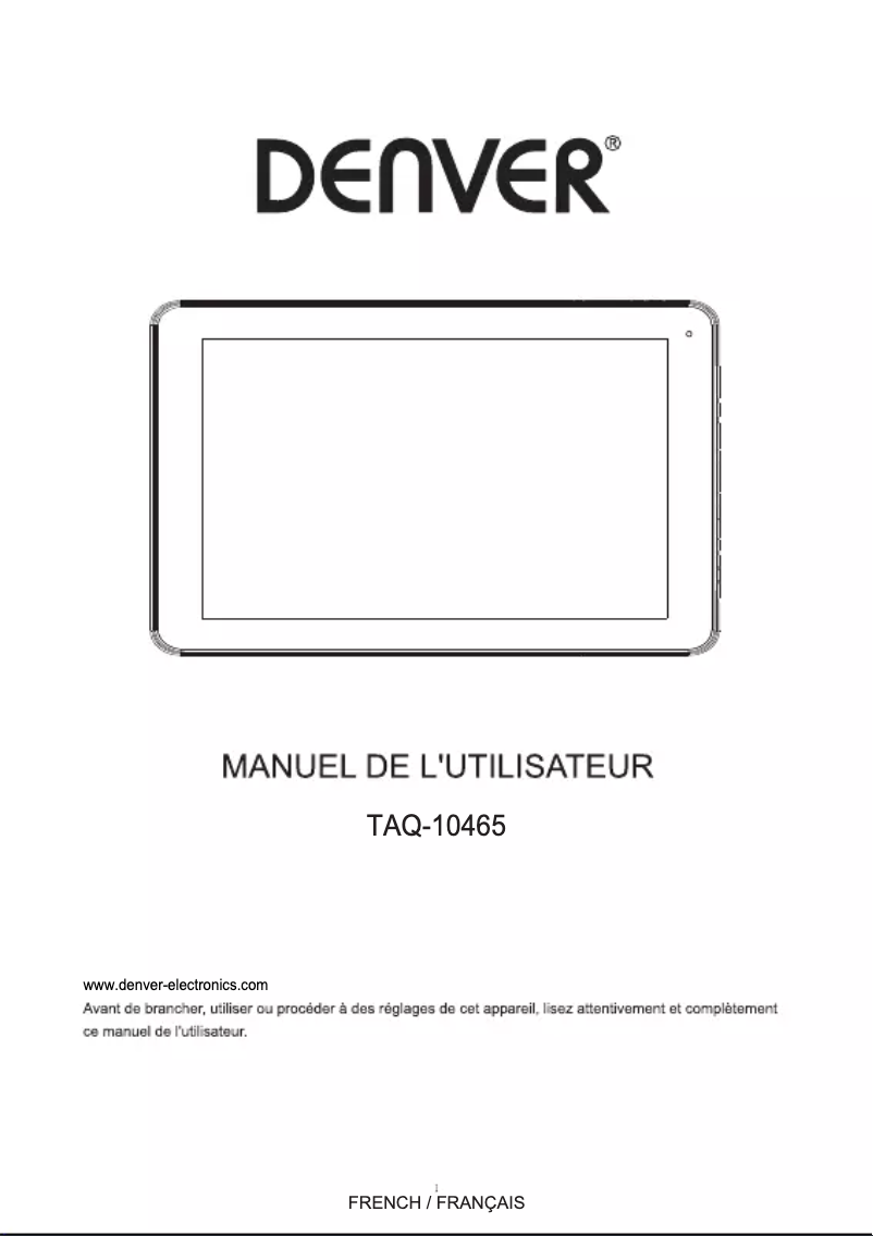 Page 1 de la notice Manuel utilisateur Denver TAQ-10465