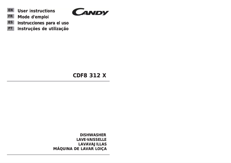 Page 1 de la notice Manuel utilisateur Candy CDF8 312 X - S