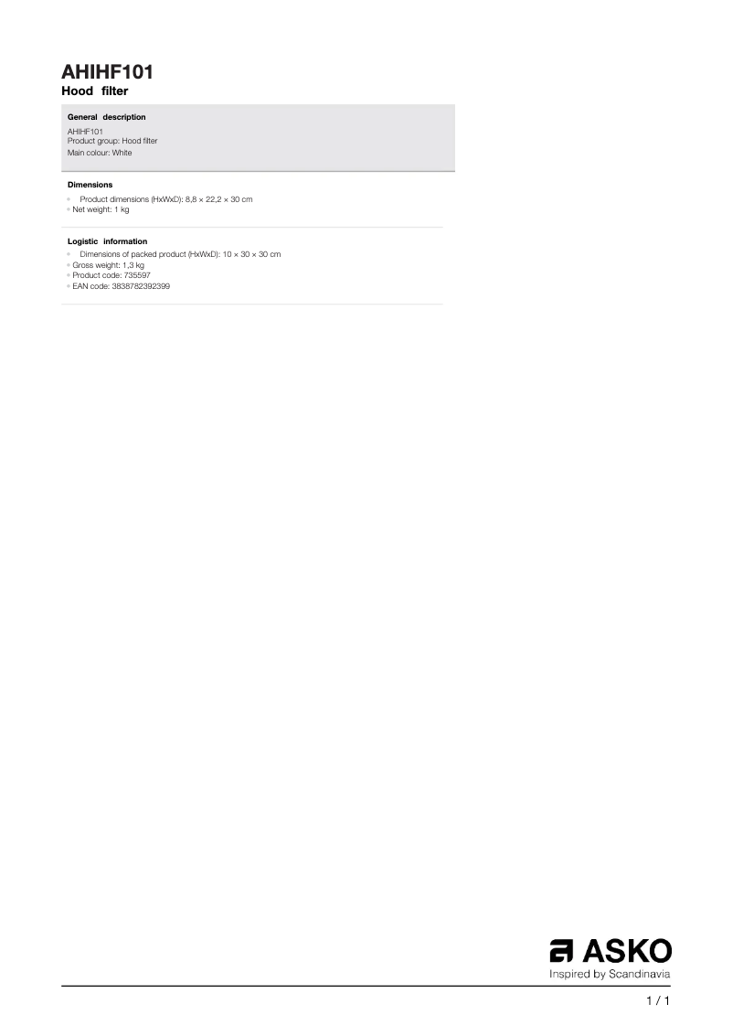 Image de la première page du manuel de l'appareil AHIHF101