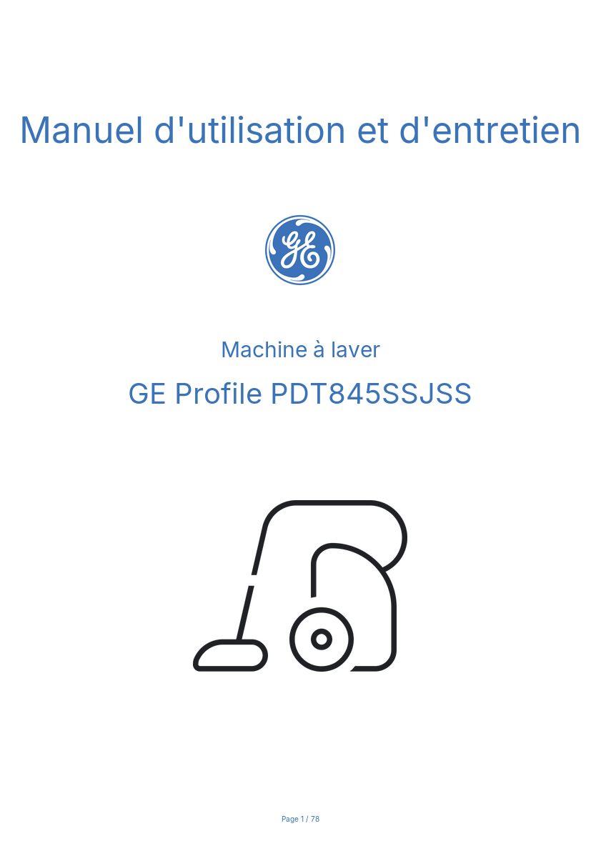 Page n°1 - Manuel d'utilisation et d'entretien GE Profile PDT845SSJSS