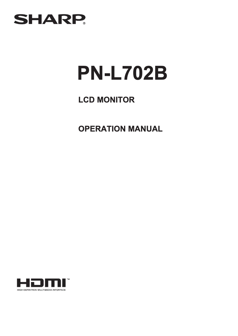 Page n°1 - Manuel utilisateur Sharp PN-L702B