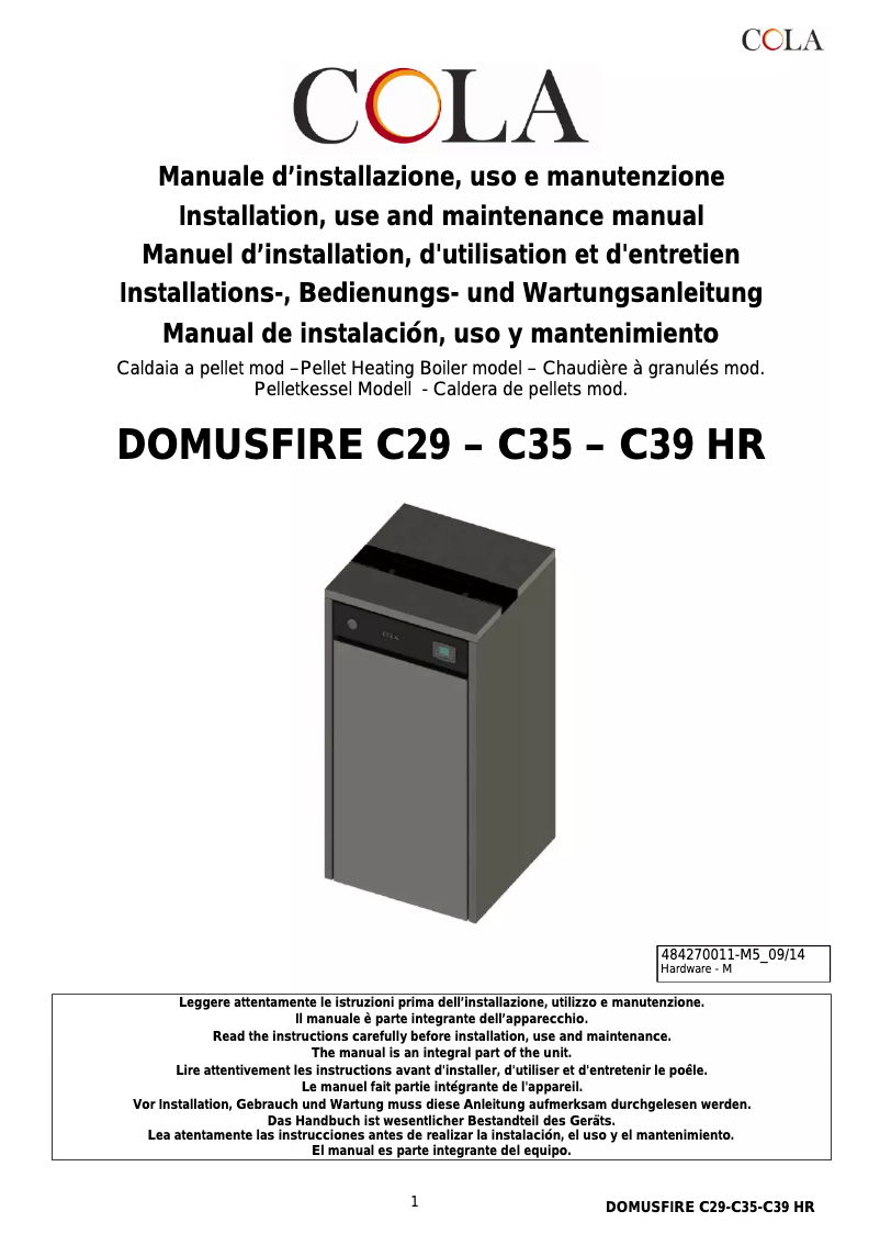 Page n°1 - Manuel utilisateur Cola Domusfire HR C39