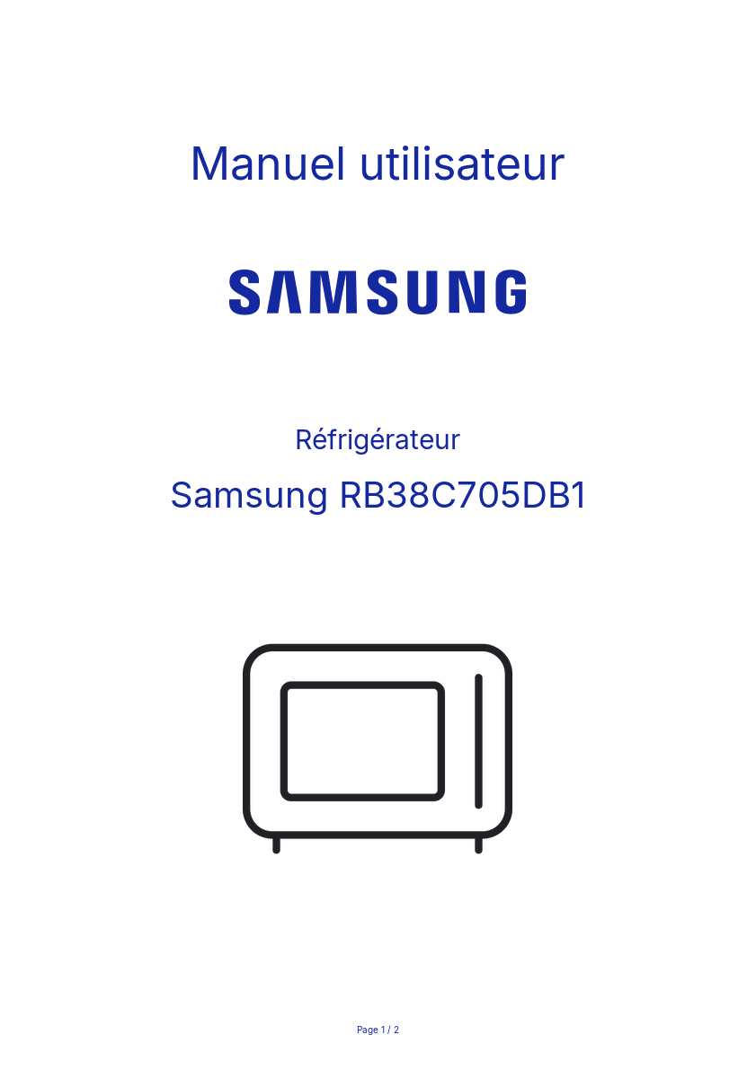 Page n°1 - Manuel utilisateur Samsung RB38C705DB1