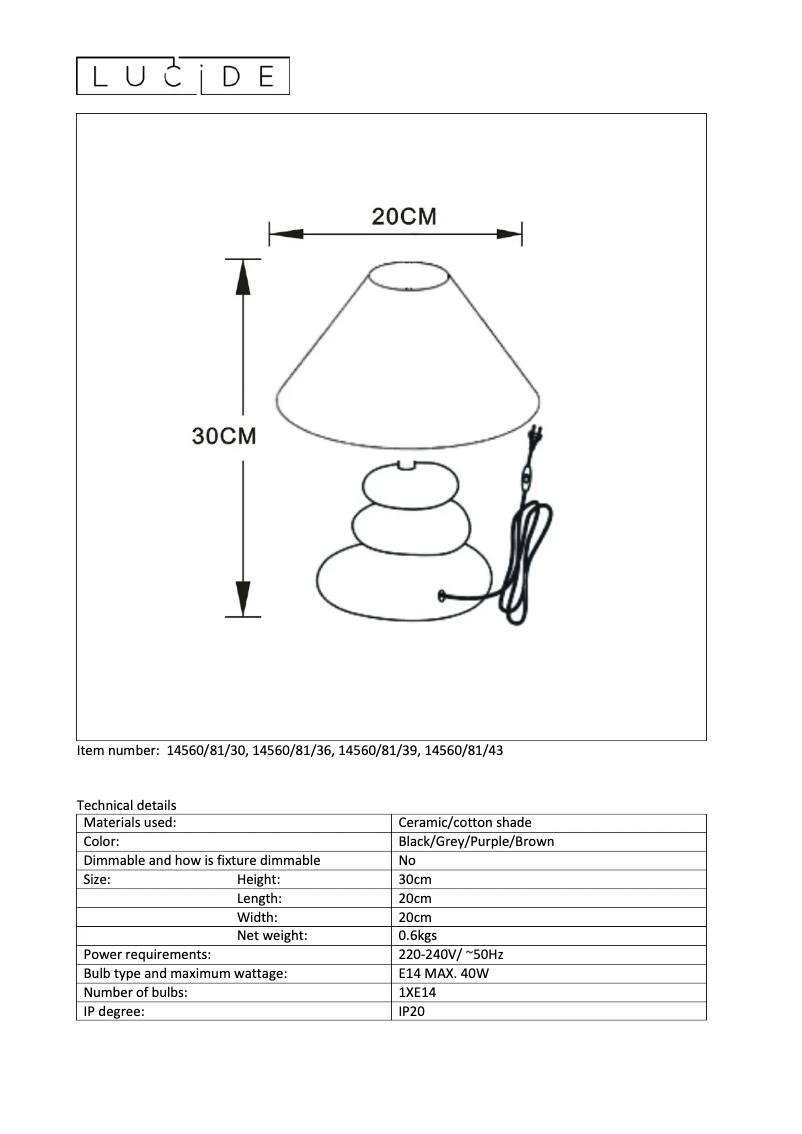 Page n°1 - Manuel utilisateur Lucide Karla 14560/81/36
