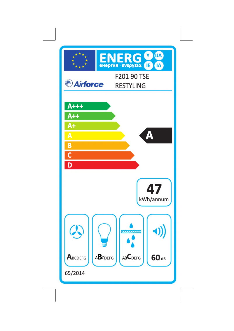 Page 1 de la notice Label énergétique Airforce F201 TSE