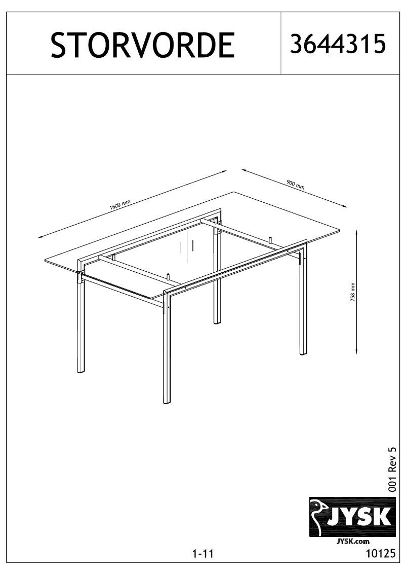 Page 1 de la notice Manuel utilisateur JYSK Storvorde (90x160x74)